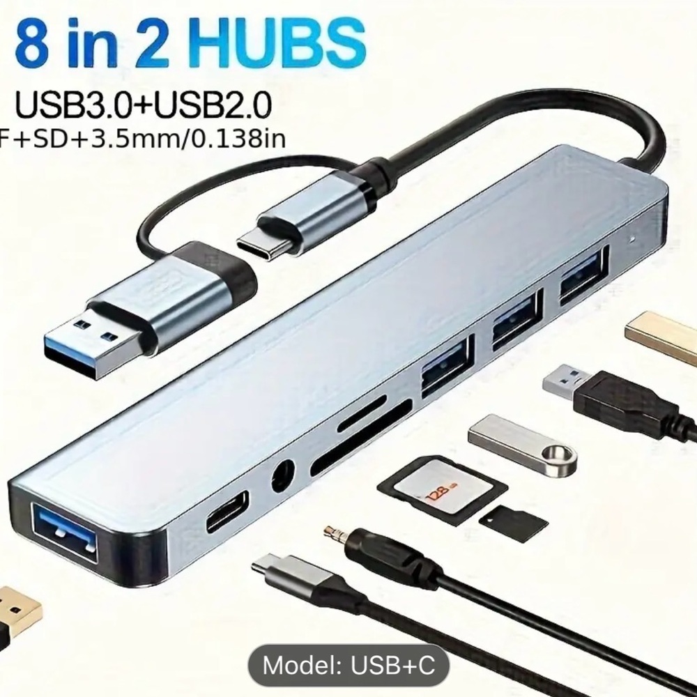 8-in-1 USB Hub with Audio Jack Multi-port Adapter NWT $40